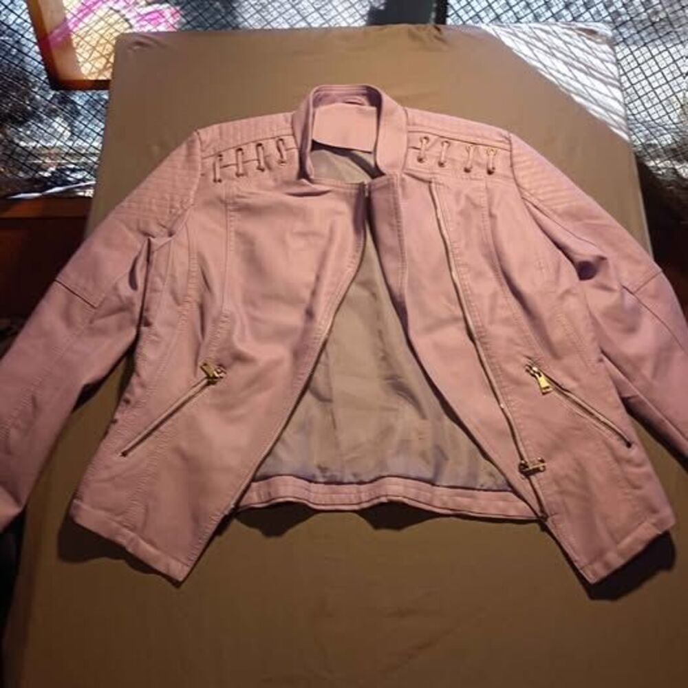 Lavender Faux Leather Moto Jacket